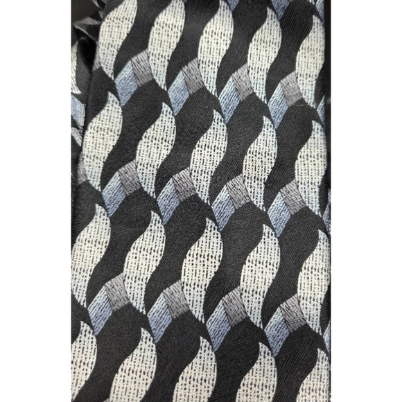 Carlos‎ Devenezia Men's Necktie Black Silver Silk Wavy Design - Picture 1 of 5